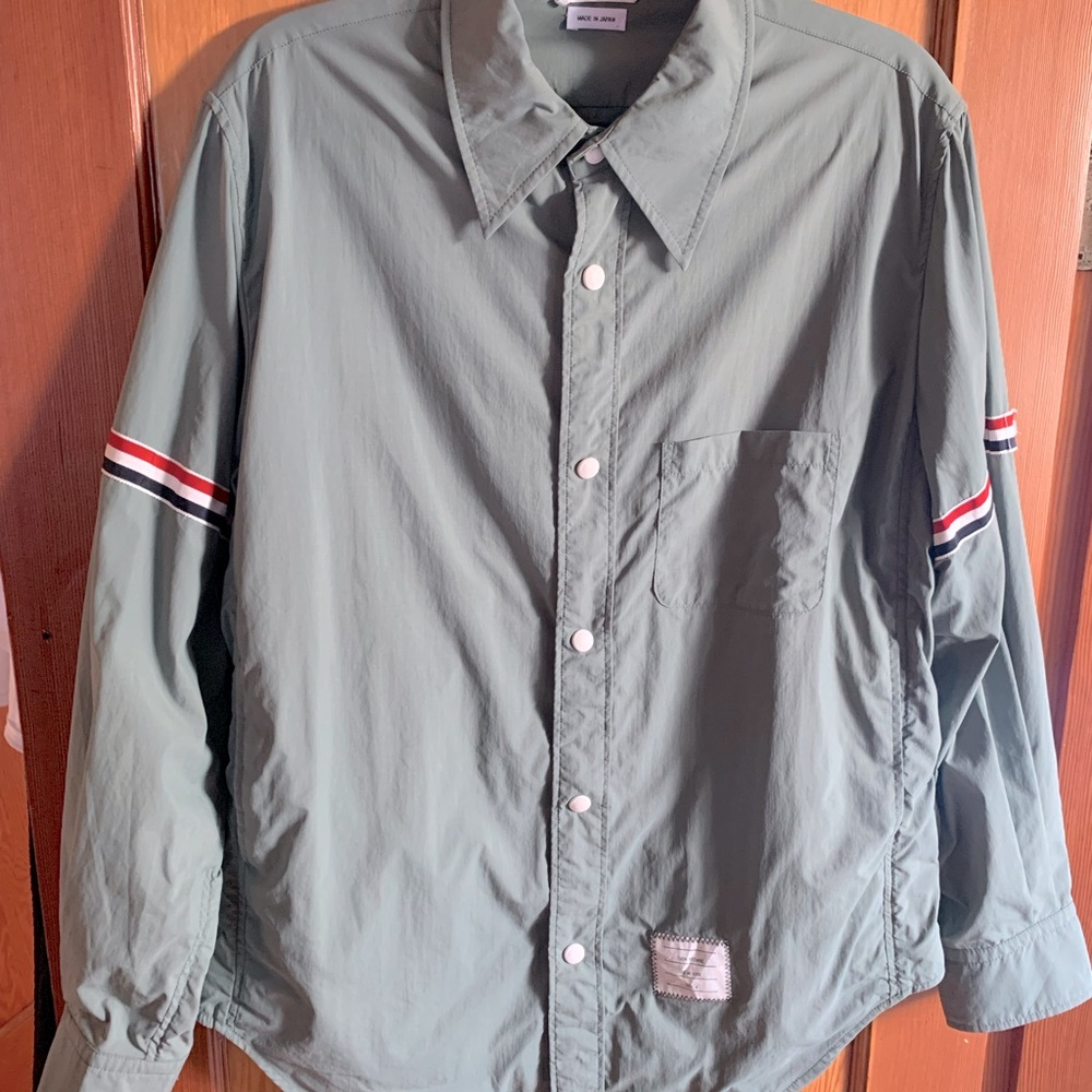 Thom Browne RWB ARMBAND PIQUÉ SHIRT JACKET - Medium Grey